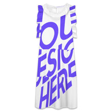 Charger l'image dans la galerie, Robe trapèze col poupée femme F11Q avec design 2 en 1 et bord volant personnalisé avec photo texte prénom (conception une image)