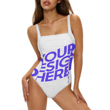 Charger l'image dans la galerie, Maillot de bain 1 pièce pour femme à col carré SDS505 personnalisé avec photo texte prénom (conception une image)