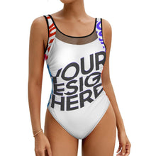 Charger l'image dans la galerie, 2024 NOUVEAU maillot de bain pour femme SDS2006 monokini une pièce maillot de bain en tissu maille transparente personnalisée avec prénom motif texte (conception multi-images)