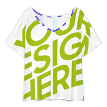 Charger l'image dans la galerie, T-shirt col V à manches courtes et ourlet fendu pour femme NT65 personnalisée avec prénom motif texte (conception multi-images)