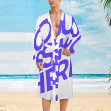 Charger l'image dans la galerie, Peignoir pour hommes LM003 adapté à la salle de bain au salon à la chambre à coucher personnalisé avec photo texte prénom (conception une image)