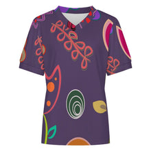 Charger l'image dans la galerie, T-shirt Femme Col V à Manches Bouffantes en Maille Petit Côtelé avec Impression Personnalisée