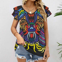 Charger l'image dans la galerie, T-Shirt Femme Col V Manches Volantées | Top Été Chic & Personnalisable BUT