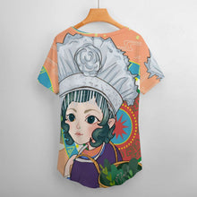 Charger l'image dans la galerie, T-shirt Col V Femme Personnalisé Photo | Haut Fluide en Soie de Glace
