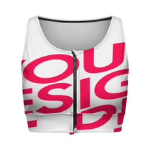 Charger l'image dans la galerie, Soutiens-gorge de sport à fermeture éclair sur le devant pour femmes SDS2007 personnalisé avec photo texte prénom (conception une image)