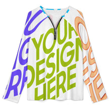 Charger l'image dans la galerie, Haut à manches longues col V pour femme avec fermeture éclair NT58 personnalisée avec prénom motif texte (conception multi-images)