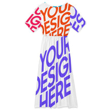 Charger l'image dans la galerie, Robe midi col pétale décolleté V pour femme F31Q personnalisée avec prénom motif texte (conception multi-images)