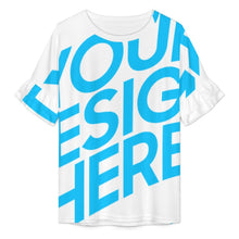 Charger l'image dans la galerie, T-shirt ample à col ras du cou et manches en feuille de lotus pour femme NT103 personnalisé avec photo texte prénom (conception une image)