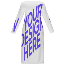 Charger l'image dans la galerie, Robe midi col rond à manches longues pour femme CRQ personnalisée avec prénom motif texte