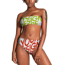Charger l'image dans la galerie, Bikini Bandeau Sexy Femme FT0803 Haut + Bas personnalisée avec prénom motif texte (conception multi-images)