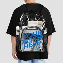 Charger l'image dans la galerie, Sac à dos d'école transparent avec poche filet personnalisé avec photo texte prénom