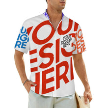 Charger l'image dans la galerie, Chemise homme col montant manches courtes avec poche LM058 personnalisée avec prénom motif texte (conception multi-images)