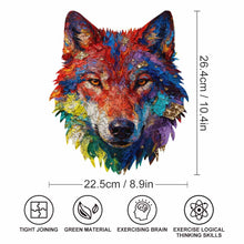 Charger l'image dans la galerie, Puzzle en bois irrégulier en forme de tête de loup personnalisé avec photo texte prénom