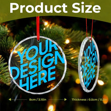 Charger l'image dans la galerie, Pendentif décoratif circulaire en verre pour sapin de Noël personnalisée avec prénom motif texte