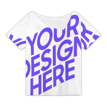 Charger l'image dans la galerie, T-shirt col V devant incliné décontracté à manches courtes DVL personnalisé avec photo texte prénom (conception une image)
