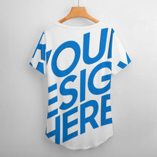 Charger l'image dans la galerie, T-shirt Ice Silk à manches courtes et col en V NZ109 pour femme personnalisé avec photo texte prénom (conception une image)