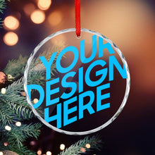 Charger l'image dans la galerie, Pendentif décoratif circulaire en verre pour sapin de Noël personnalisée avec prénom motif texte
