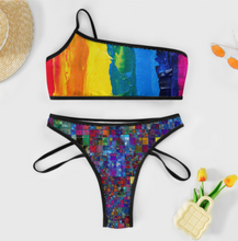 Charger l'image dans la galerie, 2023 nouveau maillot de bain une épaule bikini push-up bustier ensemble 2 pièces J198D60 personnalisé avec photo texte motif (conception multi-images)