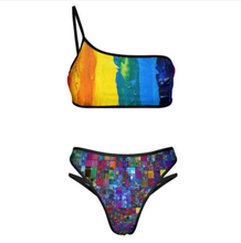 Charger l'image dans la galerie, 2023 nouveau maillot de bain une épaule bikini push-up bustier ensemble 2 pièces J198D60 personnalisé avec photo texte motif (conception multi-images)