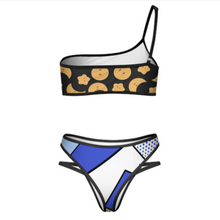 Charger l'image dans la galerie, 2023 nouveau maillot de bain une épaule bikini push-up bustier ensemble 2 pièces J198D60 personnalisé avec photo texte motif (conception multi-images)