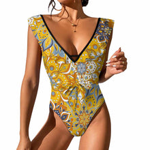 Charger l'image dans la galerie, 2024 NOUVEAU maillots de bain femme maillot de bain une pièce sexy maillot de bain de plage col en V SDS2003 avec bordure à volants personnalisé avec photo texte prénom (conception une image)