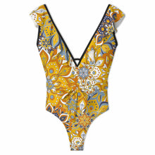 Charger l'image dans la galerie, 2024 NOUVEAU maillots de bain femme maillot de bain une pièce sexy maillot de bain de plage col en V SDS2003 avec bordure à volants personnalisé avec photo texte prénom (conception une image)