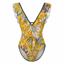 Charger l'image dans la galerie, 2024 NOUVEAU maillots de bain femme maillot de bain une pièce sexy maillot de bain de plage col en V SDS2003 avec bordure à volants personnalisé avec photo texte prénom (conception une image)