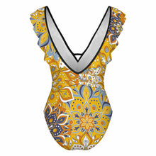 Charger l'image dans la galerie, 2024 NOUVEAU maillots de bain femme maillot de bain une pièce sexy maillot de bain de plage col en V SDS2003 avec bordure à volants personnalisé avec photo texte prénom (conception une image)