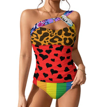 Charger l'image dans la galerie, 2024 nouvelle Maillot de bain tankini pour femmes ensemble 2 pièces SDS2002 personnalisée avec prénom motif texte (conception multi-images)