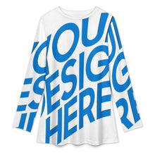 Charger l'image dans la galerie, T-shirt musulman à manches longues pour femme A98L col rond personnalisé avec photo texte prénom (conception une image)