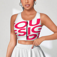 Charger l'image dans la galerie, Soutiens-gorge de sport à fermeture éclair sur le devant pour femmes SDS2007 personnalisé avec photo texte prénom (conception une image)