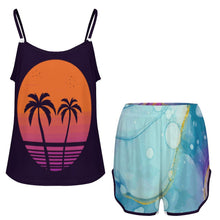 Charger l'image dans la galerie, Ensemble Pyjama Soie Glacée Personnalisable | Caraco & Shorty Doux