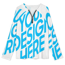 Charger l'image dans la galerie, Haut à manches longues à fermeture éclair en V pour femme NT58 personnalisé avec photo texte prénom (conception une image)