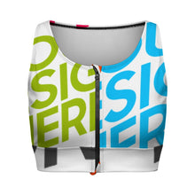 Charger l'image dans la galerie, Soutien-gorge de sport zippé sur le devant pour femme SDS2007 personnalisée avec prénom motif texte (conception multi-images)
