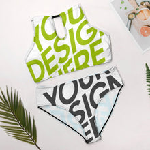 Charger l'image dans la galerie, Maillot de bain bikini licou pour femme BK2040 personnalisée avec prénom motif texte (conception multi-images)