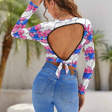 Charger l'image dans la galerie, Crop Top Dos Nu Personnalisé | Manches Longues & Laçage | Tissu Soyeux Sport