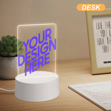 Charger l'image dans la galerie, Veilleuse en acrylique avec base ronde en plastique personnalisée avec prénom motif texte