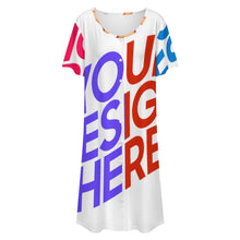 Charger l'image dans la galerie, Robe boutonnée à manches courtes pour femme LM501 personnalisée avec prénom motif texte (conception multi-images)