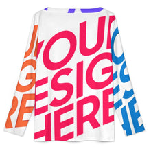 Charger l'image dans la galerie, Haut manches longues col V boutonné sur le devant YUC personnalisée avec prénom motif texte (conception multi-images)