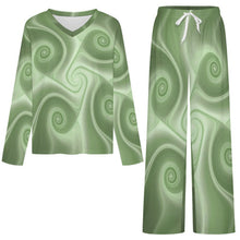 Charger l'image dans la galerie, Ensemble Pyjama Femme Personnalisé Col V Manches Longues
