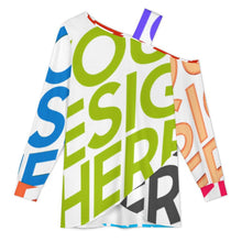 Charger l'image dans la galerie, T-shirt décontracté sexy à bretelles dénudées pour femme LDV à manches longues personnalisée avec prénom motif texte (conception multi-images)