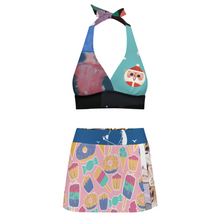 Charger l'image dans la galerie, Ensemble maillot de bain deux pièces mini-jupe fendue femme 308977 personnalisé avec photo texte motif (conception multi-images)