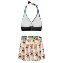Charger l'image dans la galerie, Ensemble maillot de bain deux pièces mini-jupe fendue femme 308977 personnalisé avec photo texte motif (conception multi-images)