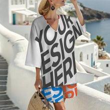 Charger l'image dans la galerie, Ensemble haut col V manches chauve-souris et short taille élastique pour femme YKL07 personnalisée avec prénom motif texte (conception multi-images)