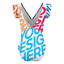 Charger l'image dans la galerie, Maillot de bain une pièce à manches volantées pour femme SDS507 personnalisé avec photo texte prénom (conception multi-images)