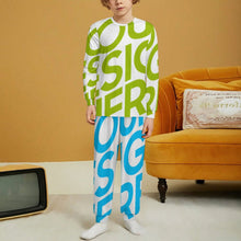 Charger l'image dans la galerie, Ensemble de pyjama à col ras du cou et manches longues pour enfants LM126 personnalisé avec photo texte prénom (conception une image)