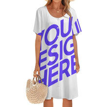 Charger l'image dans la galerie, Robe boutonnée à manches courtes et col rond pour femme LM501 personnalisé avec photo texte prénom (conception une image)