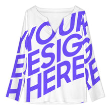 Charger l'image dans la galerie, Chemisier femme manches longues col V boutonné devant YUC personnalisé avec photo texte prénom (conception une image)