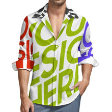 Charger l'image dans la galerie, Chemise décontractée à manches longues pour homme en imitation lin personnalisée avec prénom motif texte (conception multi-images)