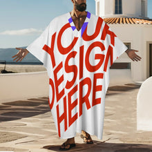 Charger l'image dans la galerie, Peignoir homme col V manches papillon YKL01 personnalisée avec prénom motif texte (conception multi-images)